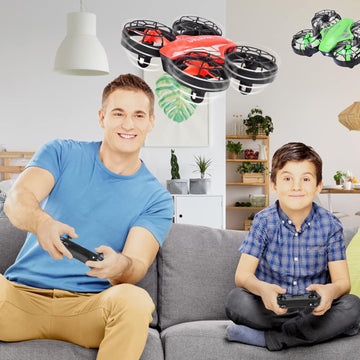 UNO1RC 2 Pack Mini Drone for Kids and Beginners, Remote Control Helicopter Quadcopter with 6 Modular Batteries, Auto Hovering, 3 Speed Modes, Headless Mode, Indoor RC Pocket Plane Gift for Boys and Girls, Green and Red