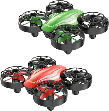 UNO1RC 2 Pack Mini Drone for Kids and Beginners, Remote Control Helicopter Quadcopter with 6 Modular Batteries, Auto Hovering, 3 Speed Modes, Headless Mode, Indoor RC Pocket Plane Gift for Boys and Girls, Green and Red