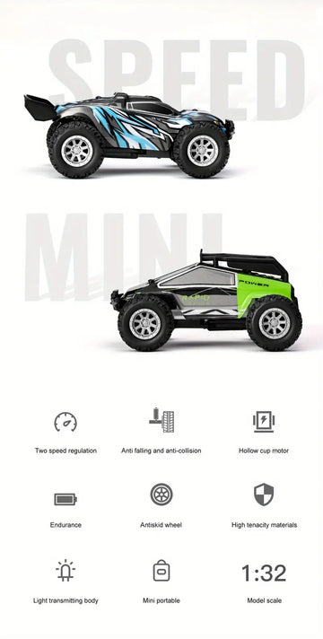 RC Car Toy High Speed Car, Boy Gift, Built-in Double LED Light, Car Shell Luminescence, Battery Replaceable