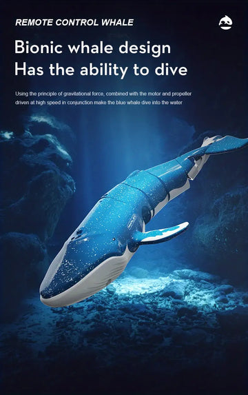 Simulated Remote Control Diving Whale Can Dive Out Of The Water, Move Forward Turn Left And Turn Right, Children's Toy, Spiral Drive, Water Spray Function, Water Protection Power Failure Protection