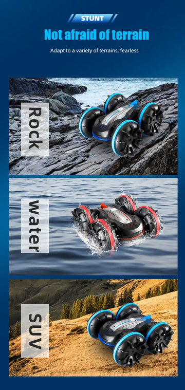 2in1 RC Car 2.4G Amphibious Stunt RC Car, Waterproof  Radio Watch Controlled Climbing 4WD Vehicle, All Terrain Beach Pool Toys For Boys