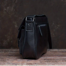 Men's Genuine Leather Crossbody Bag Top Layer Cowhide Chest Bag Large Capacity Satchel Multifunction Diagonal Shoulder Bag For Outdoor Sports Travel Work Flip Messenger Bag
