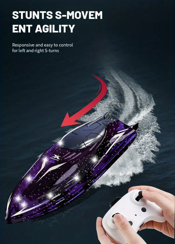 Special Effects Rolling Electric Boat, The Remote Control Requires Self Purchase Of 3*AAA Batteries For Use, Controllable Led Lighting, Switching Between Low And High Speeds, 360 ° Roll