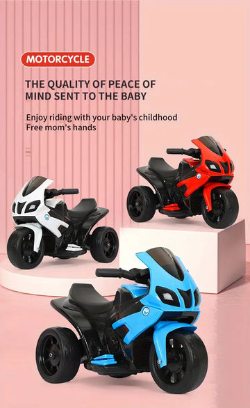 Children's Electric Motorcycle, Baby Riding Toys, Three-wheel Motorcycle, Rechargeable Children's Toys, Suitable For 1-7 Years Old Baby