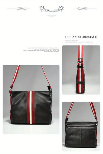Men's Genuine Leather Large Capacity Messenger Bag, Trendy Casual Cowhide Commuter Bag