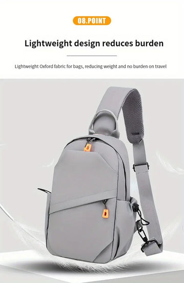 Men's Nylon Crossbody Chest Bag With Cushion Strap, Multifunctional Sling Bag For Outdoor Sports Travel