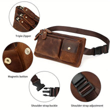 Casual Vintage Genuine Leather Waist Bag, Slim Mobile Phone Bag, Retro Crossbody Bag