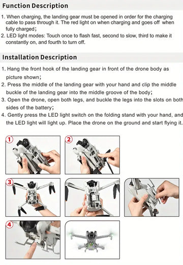 Colorful Lighted Landing Gear For DJI Mini 3 Foldable Landing Gear With Flash LED Lights For DJI Mini 3 Drone (Only For Mini 3)