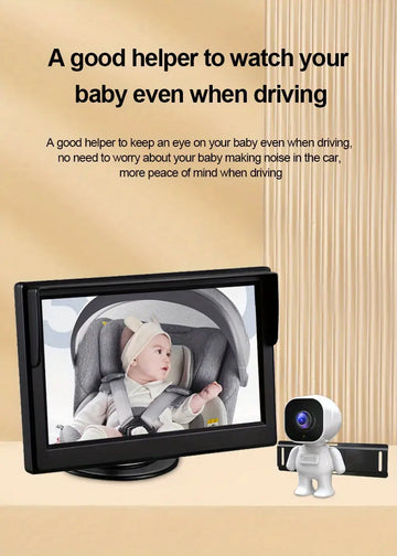 5'' HD Screen Baby Car Camera ,Rear Facing Safety Car Seat Mirror Suction Cup Mount Camera Monitor Kit Night Vision Baby Camera Watch Infant Toddler