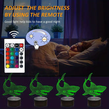 1pc Shark 3D Illusion Night Light Animal Touch Desk Lamp, 16 Colors Optical USB Plug In With Remote Control LED Kids Night Light Holiday Gift Room Decoration