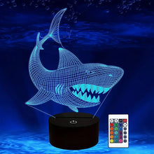 1pc Shark 3D Illusion Night Light Animal Touch Desk Lamp, 16 Colors Optical USB Plug In With Remote Control LED Kids Night Light Holiday Gift Room Decoration