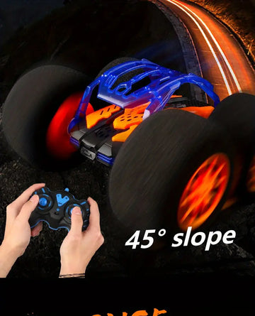 RC Remote Control Car, Elastic Sponge Tires, 360 Degree Spin Drift RC Stunt Car, Remote Control Car, Children's Luminous Toy Car, All Terrain Vehicle, Polycarbonate Shell, Equipped With Batteries