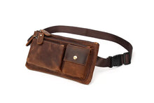 Casual Vintage Genuine Leather Waist Bag, Slim Mobile Phone Bag, Retro Crossbody Bag