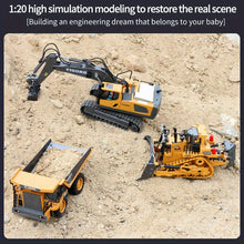 Remote-controlled Construction Vehicle Model Toy Car Large Alloy Excavator Bulldozer Truck Children's Gift Outdoor Parent-child Interactive Construction Fleet Accessories Random Color