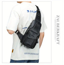SCHLATUM Men's Vintage Genuine Leather Shoulder Bag Crossbody Bag, Outdoor Sports Travel Crossbody Bag With Earphone Hole