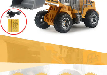 Electric Remote Control Engineering Car With Lights, USB Charging Version, Remote Control Bulldozer Digging, Children's Toy Model Car