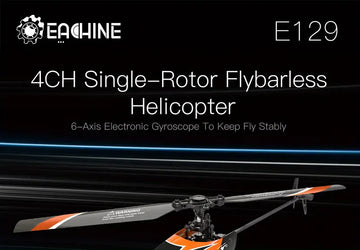 Eachine E129 2.4G 4CH 6-Axis Gyro Altitude Hold Flybarless RC Helicopter RTF - Mode 2 (Left Hand Throttle) RTF 4x Battery Version