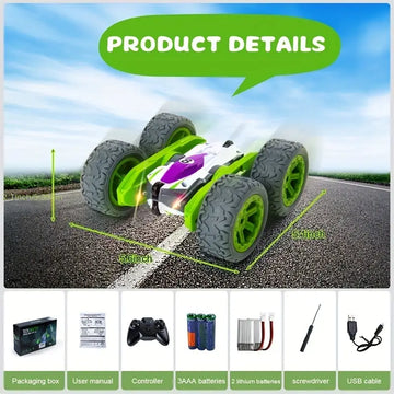 Remote Control Car For Kids Stunt Car For Boys Girls With Double Sided 360° Flips And 2.4 Ghz High Speed RC Stunt Car With LED, 4WD Off Road Truck Toys For 4+ Year Old Children