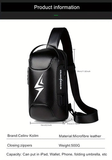 Secure & Stylish Men's Waterproof Chest Bag - Perfect for Travel & Motorcycle Rides!