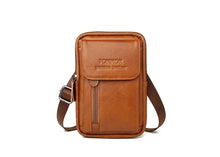 1pc Top Layer Cowhide Men's Mobile Phone Bag Wearing A Belt 5.5-6 Inch Men's Leather Pocket Multi-functional Crossbody Small Bag Mini Bag