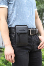 1pc Top Layer Cowhide Men's Mobile Phone Bag Wearing A Belt 5.5-6 Inch Men's Leather Pocket Multi-functional Crossbody Small Bag Mini Bag