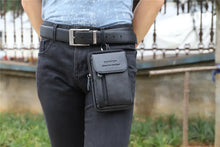 1pc Top Layer Cowhide Men's Mobile Phone Bag Wearing A Belt 5.5-6 Inch Men's Leather Pocket Multi-functional Crossbody Small Bag Mini Bag