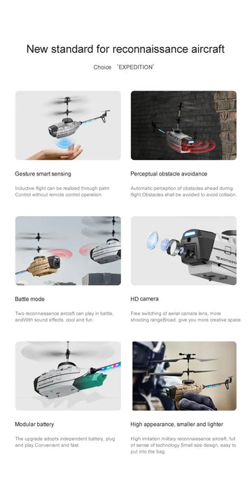 New KY202 RC Helicopter, HD Camera, Gesture Sensing Intelligent Hover, Obstacle Avoidance RC Drone Toy