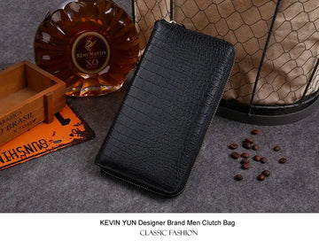 A Perfect Father's Day Gift: Men's Genuine Leather Long Zipper Wallet for Maximum Capacity!