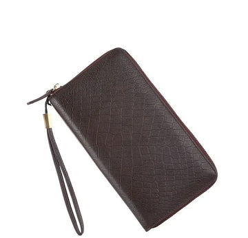 A Perfect Father's Day Gift: Men's Genuine Leather Long Zipper Wallet for Maximum Capacity!