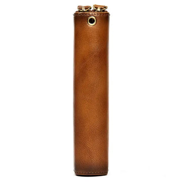 Men's Genuine Leather Double Layer Clutch Bag - Retro Crazy Horse Leather Wallet with Zipper