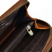 Men's Genuine Leather Double Layer Clutch Bag - Retro Crazy Horse Leather Wallet with Zipper