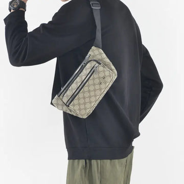 Fashion Casual Multiple Pocket Waist Bag, Waterproof PU Leather Waist Bag
