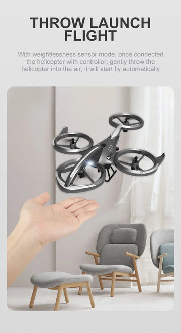 Stunt Remote Control Drone With Cool Lighting 360° Around The Room Flying Four-axis Fixed Height Hovering Aircraft Helicopter Children's Toys (remote Control Electronic Self-prepared)