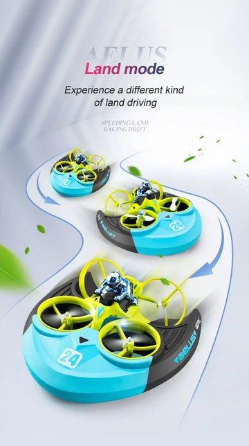 4DRC V24 Mini RC Drone Water Land Air Flight Hovercraft Boat Speed Drift 3 In 1 Toy 2.4G Quadcopter Waterproof For Kids Boy Gift