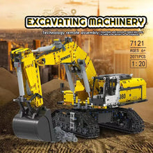 Technical RC Crawler Excavator Construction Truck Model 7121 Engineering Excavator 1:40 Machinery Remote Control Car Model 2071Pcs  Building Block Brick Toys Gift Set