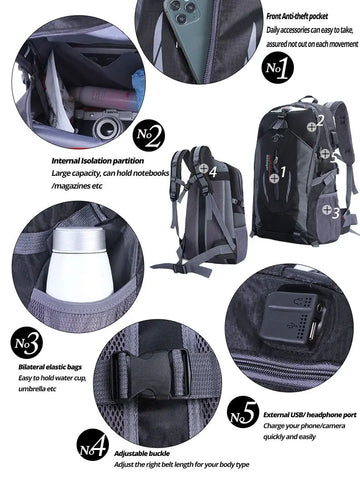 Men's Nylon Waterproof Travel Backpacks For Climbing Hiking Travel Outdoor Sports School Bag