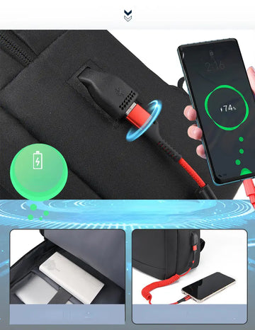 New Men's Business Backpack Computer Bag With USB Charging Port Multifunctional Bag College School Backpack Travel Backpack