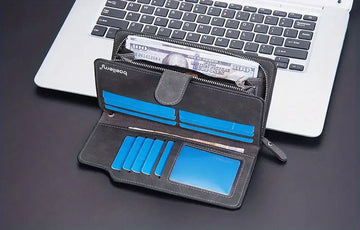 Men's Casual Frosted PU Leather Long Wallet With Card Slots, Zipper Buckle Clutch Wallet