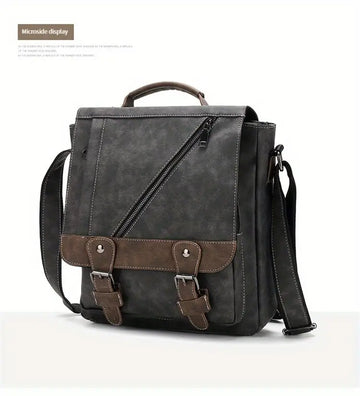 【WEIXIER】 Adjustable Men's Single Satchel Bag, Large Capacity Waterproof Leather Bag