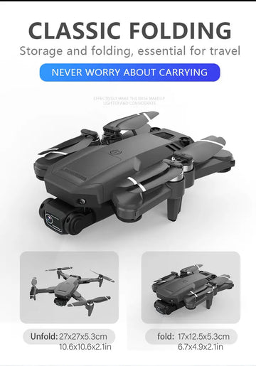 S109 ESC Dual Camera Foldable Drone With GPS Wifi LED Screen Remote Control,Three-axis Gimbal Optional Radar Obstacle Avoidance, Gravity Sensor, Altitude Hold, Headless Mode, 3D Flip RTF Includes UAV Carrying Bag