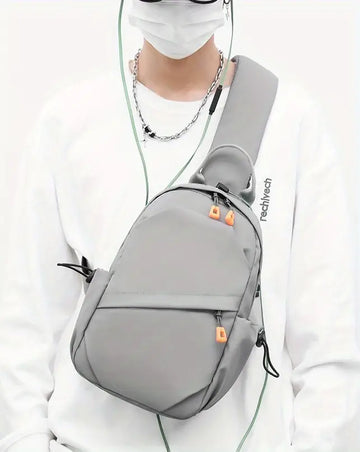 Men's Nylon Crossbody Chest Bag With Cushion Strap, Multifunctional Sling Bag For Outdoor Sports Travel