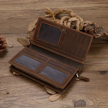 Retro Genuine Leather Handbag: Large Capacity, Multifunctional, and Top Layer Cowhide Wallet for Men!