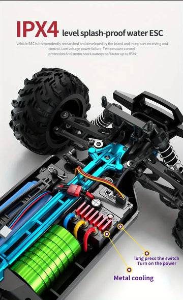 Q117 Full Size Brushless Motor High Speed Vehicle RC 4WD All Terrain 1:16 Off Road Car Racing Model Professional Racing Metal Front And Rear Arms Code Metal Intermediate Transmission Shaft 70KM/H