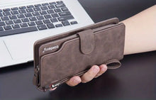 Men's Casual Frosted PU Leather Long Wallet With Card Slots, Zipper Buckle Clutch Wallet
