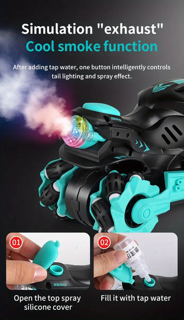 Stunt Spray Motorcycle Drift Spin High Speed Sideway Usb Charging Off-road Rc Car Kids Toy Car