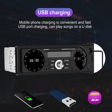 1DIN In-Dash Car Radio Stereo Remote Control Digital BT Audio Music Stereo 12V Car Radio MP3 Player USB/SD/AUX-IN