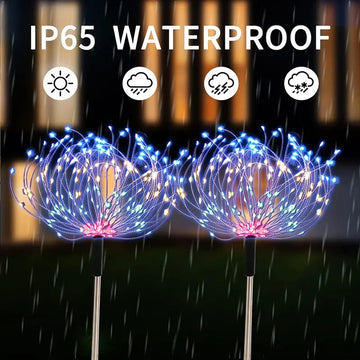 2pcs Solar Fireworks Lights, 60/150/200 LEDs, Outdoor DIY Solar Lights, Garden Decorative Lights, Waterproof Fairy Lights, Lawn Lights