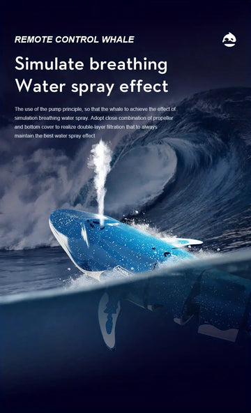 Simulated Remote Control Diving Whale Can Dive Out Of The Water, Move Forward Turn Left And Turn Right, Children's Toy, Spiral Drive, Water Spray Function, Water Protection Power Failure Protection