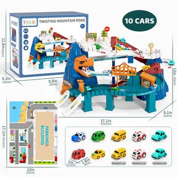 Race Track Car Garage Parking Adventure Toy Gifts For 3 4 5 6 7 8 9 Years Old Boys Girls Toddlers, Preschool Car Games Gift Toys For Kids Vehicle Playsets