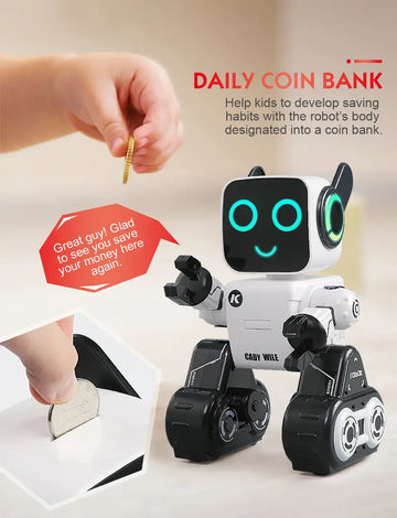 Interactive Robot RC Toy: Sense Inductive Remote Control with Built-In Piggy Bank & Educational Fun for Kids!